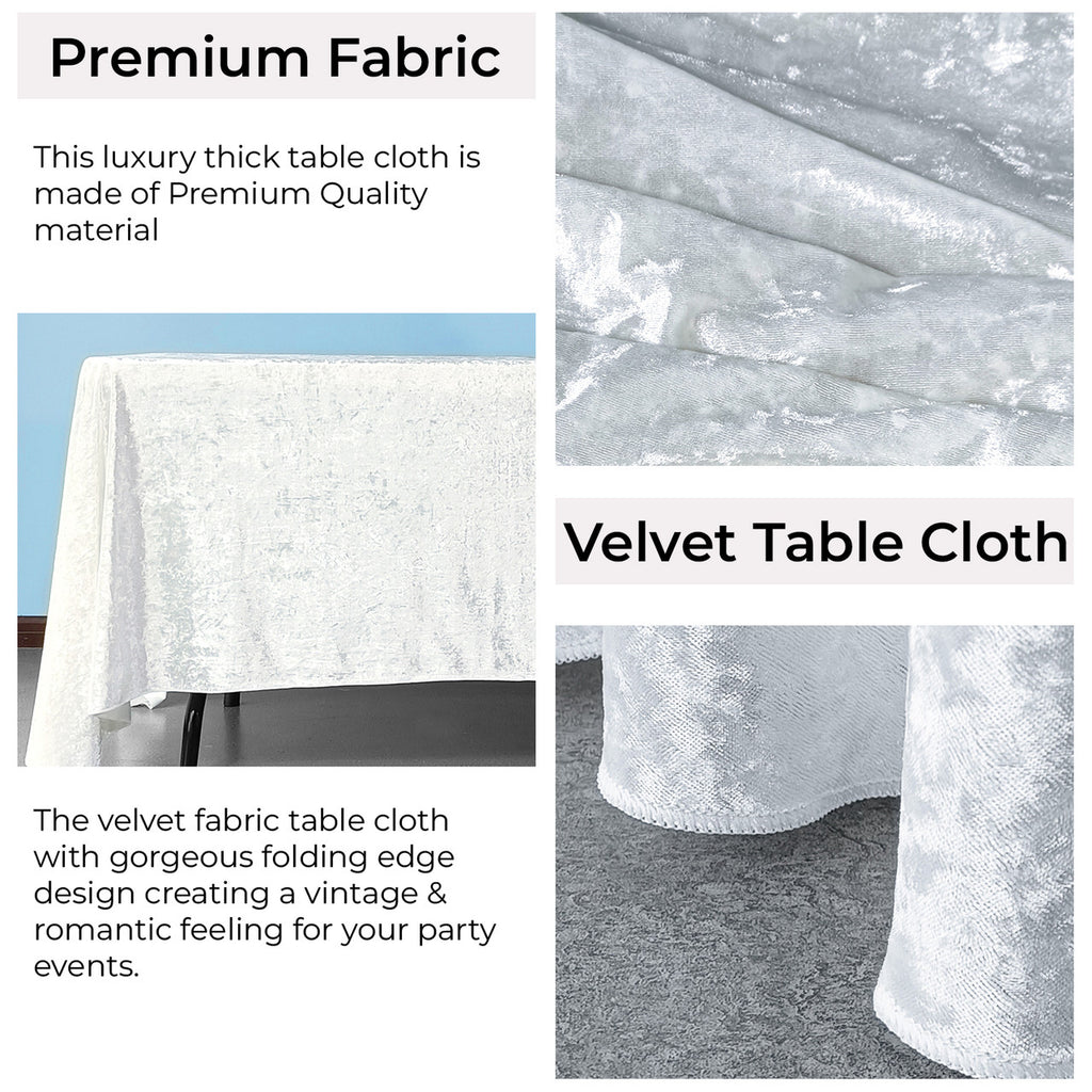 Square Crushed Velvet Tablecloth - White