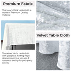 Square Crushed Velvet Tablecloth - White