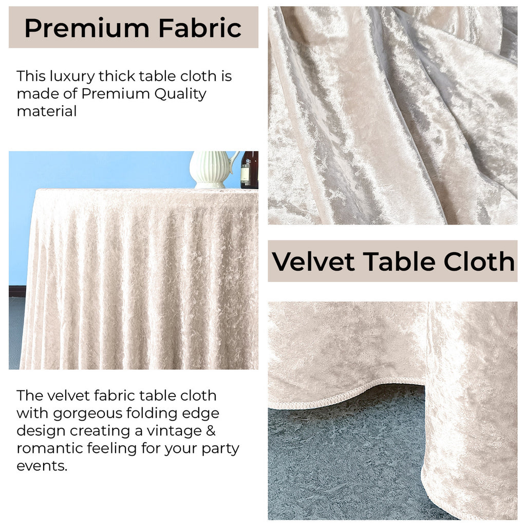 Round Crushed Velvet Tablecloth - Blush Pink