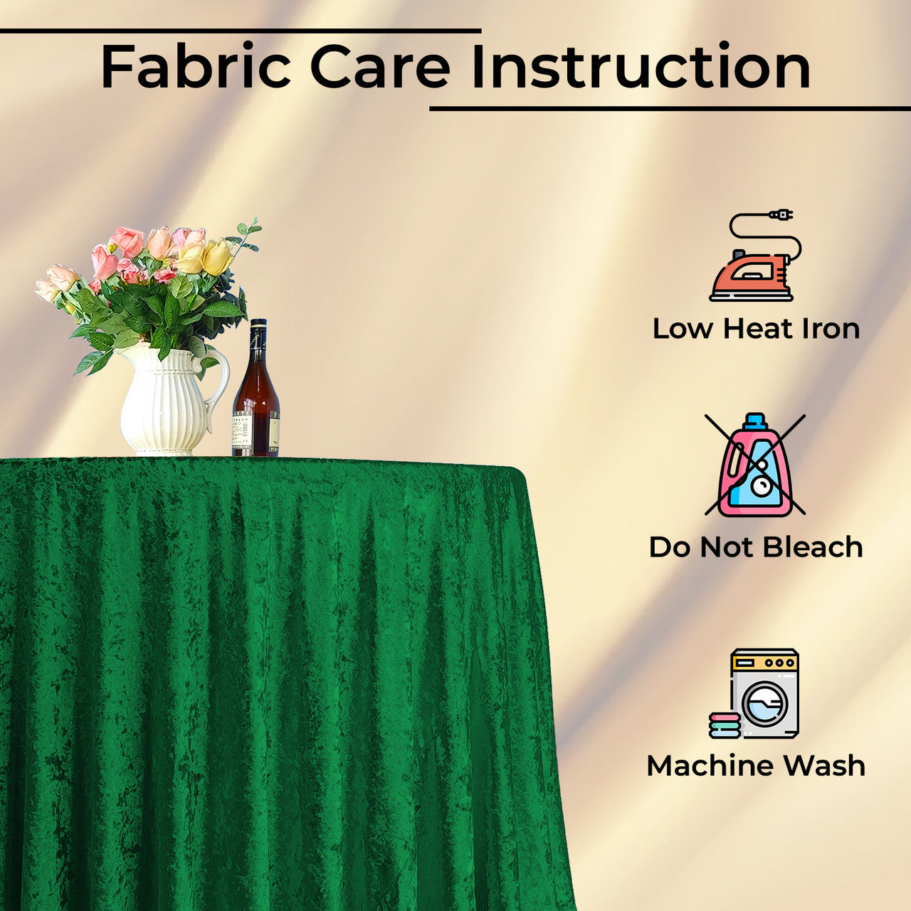 Round Crushed Velvet Tablecloth - Emerald Green