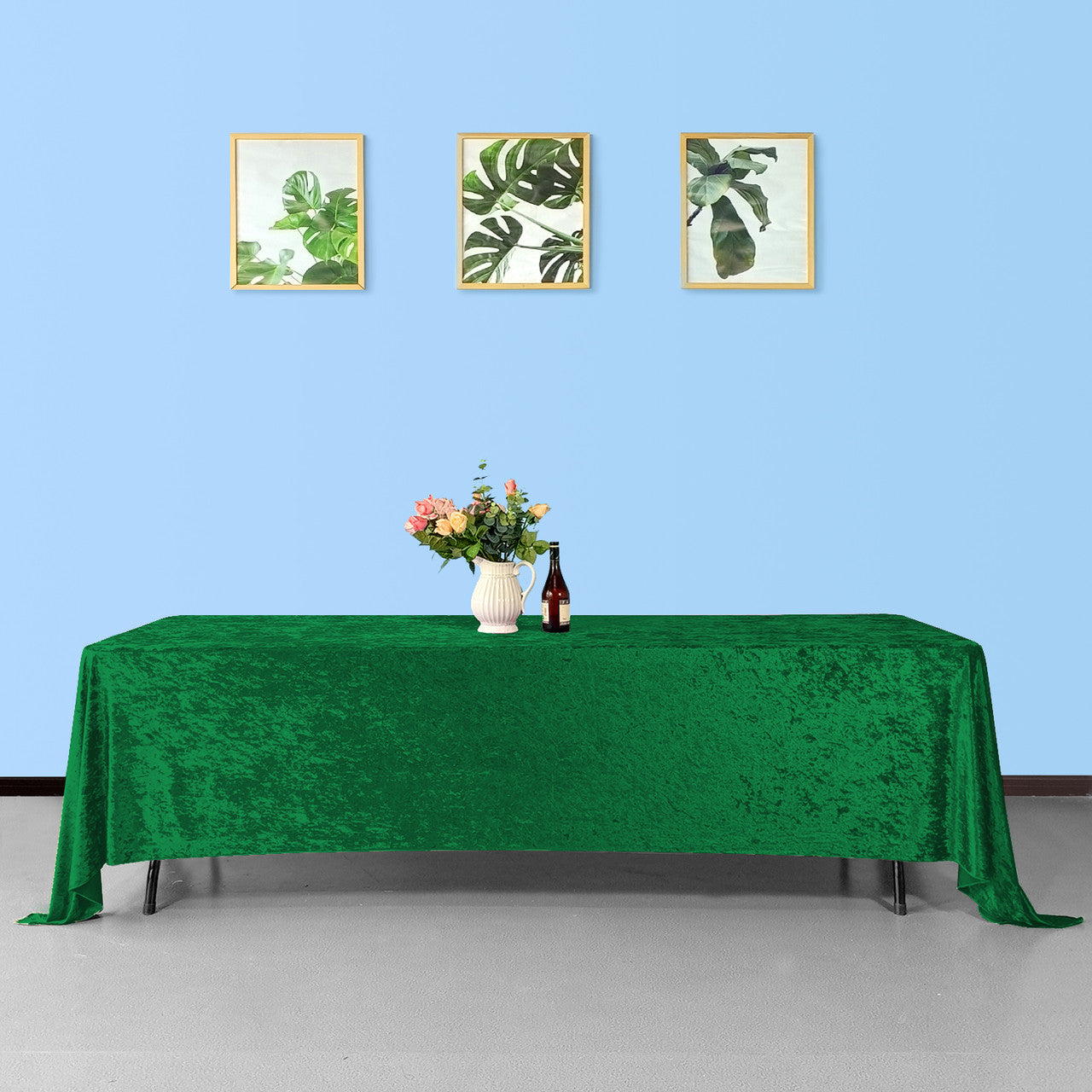 Rectangle Crushed Velvet Tablecloth - Emerald Green