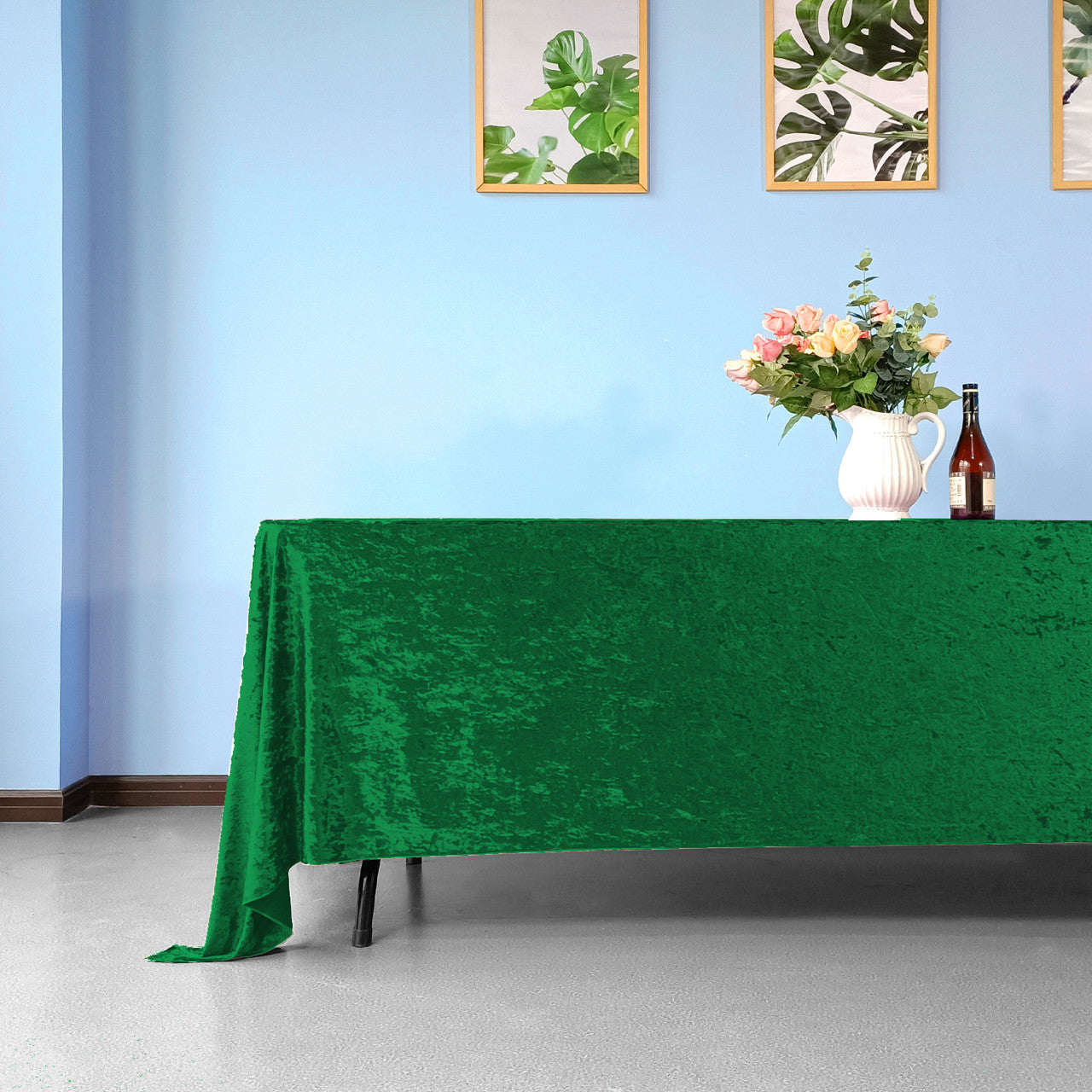 Rectangle Crushed Velvet Tablecloth - Emerald Green
