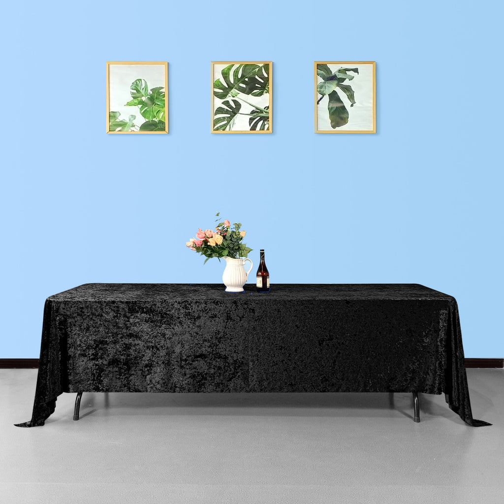 Rectangle Crushed Velvet Tablecloth - Black