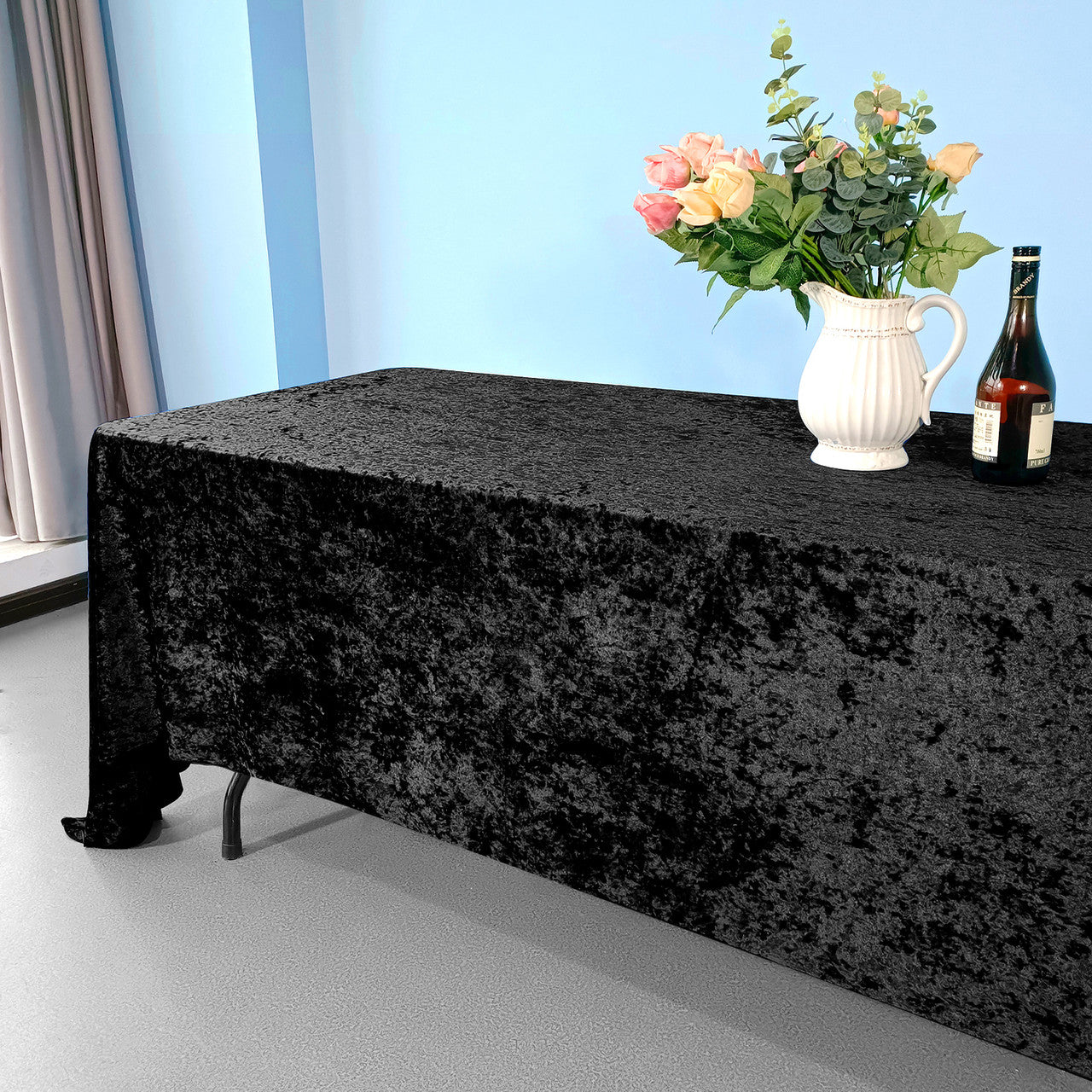 Rectangle Crushed Velvet Tablecloth - Black
