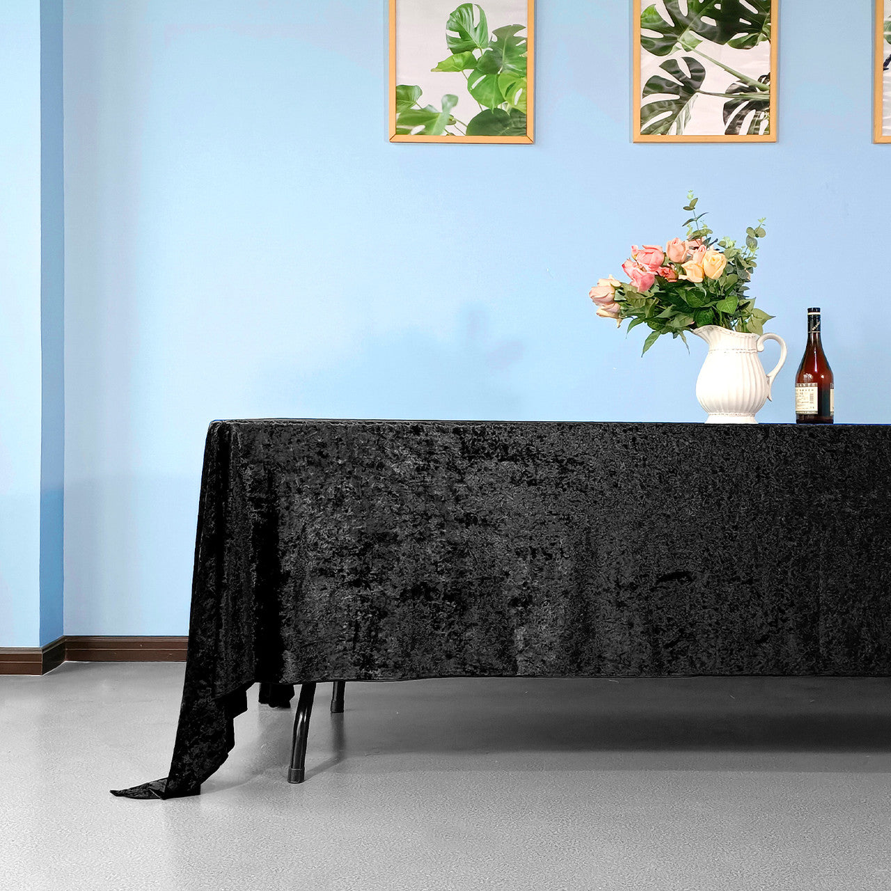 Rectangle Crushed Velvet Tablecloth - Black