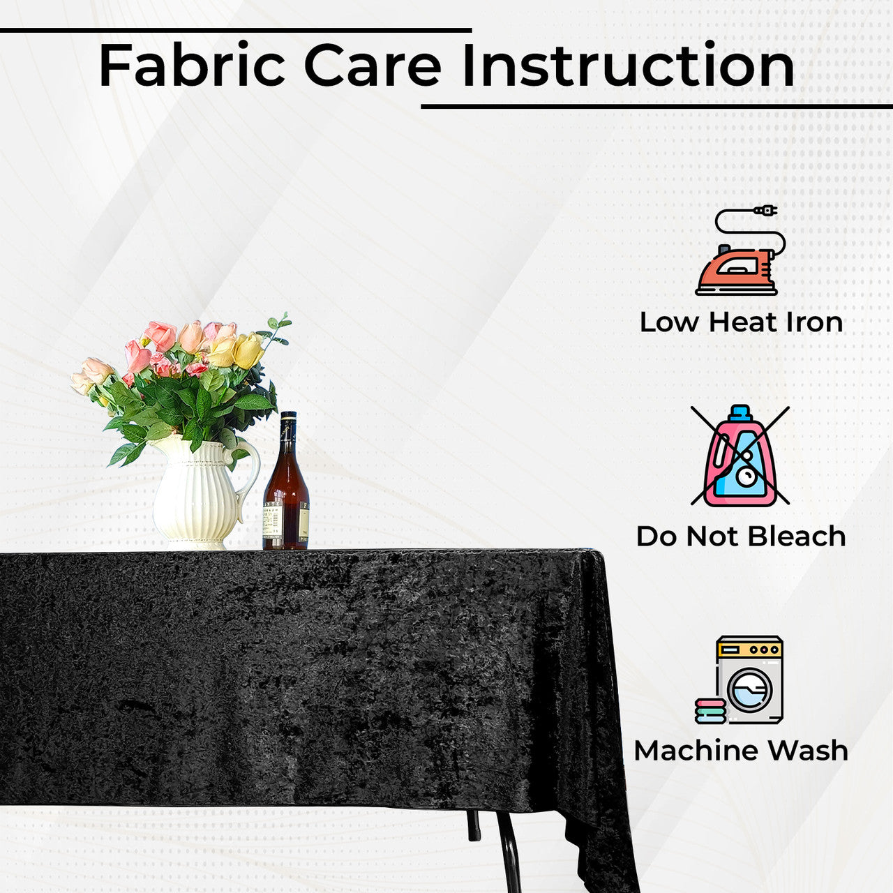 Rectangle Crushed Velvet Tablecloth - Black