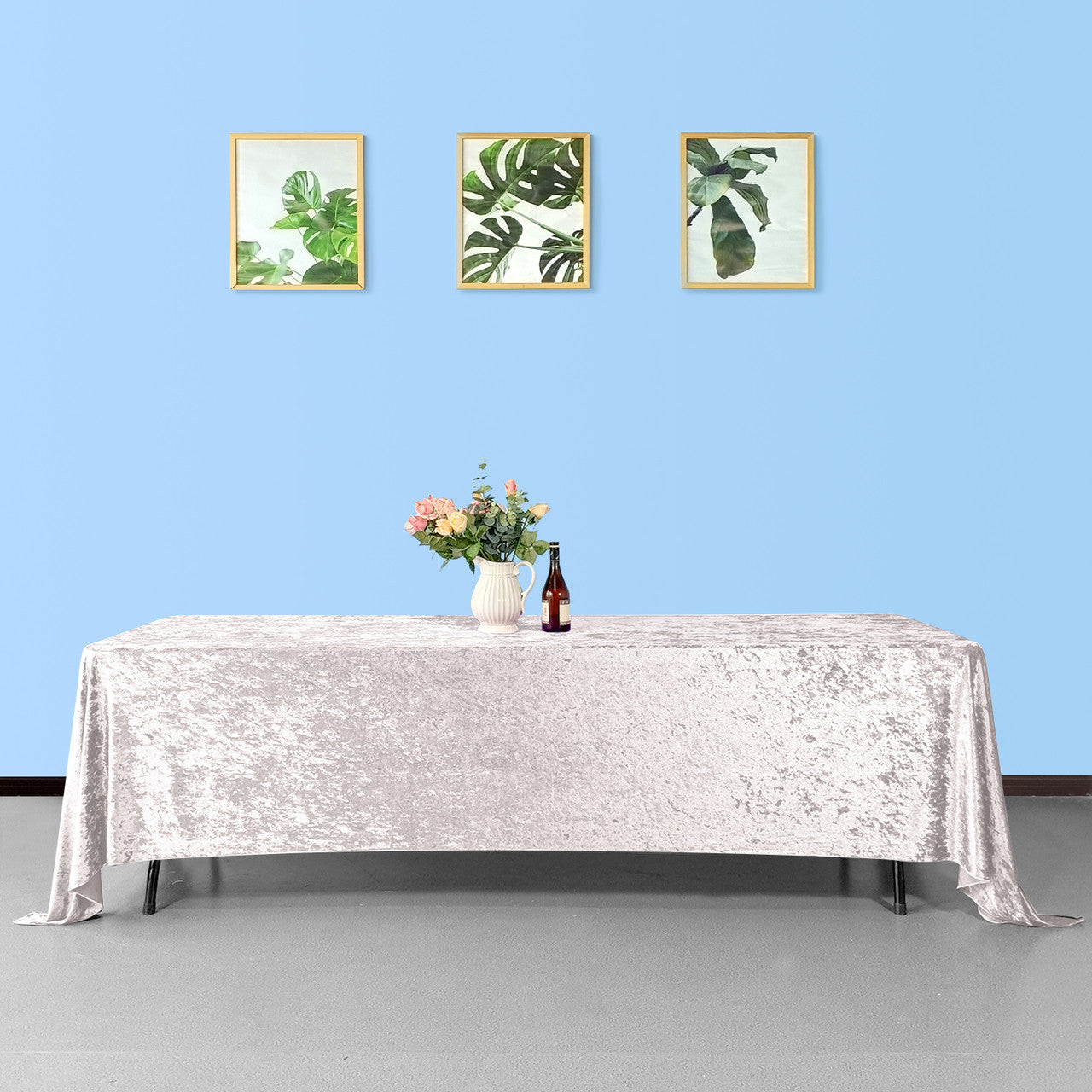 Rectangle Crushed Velvet Tablecloth - Blush Pink