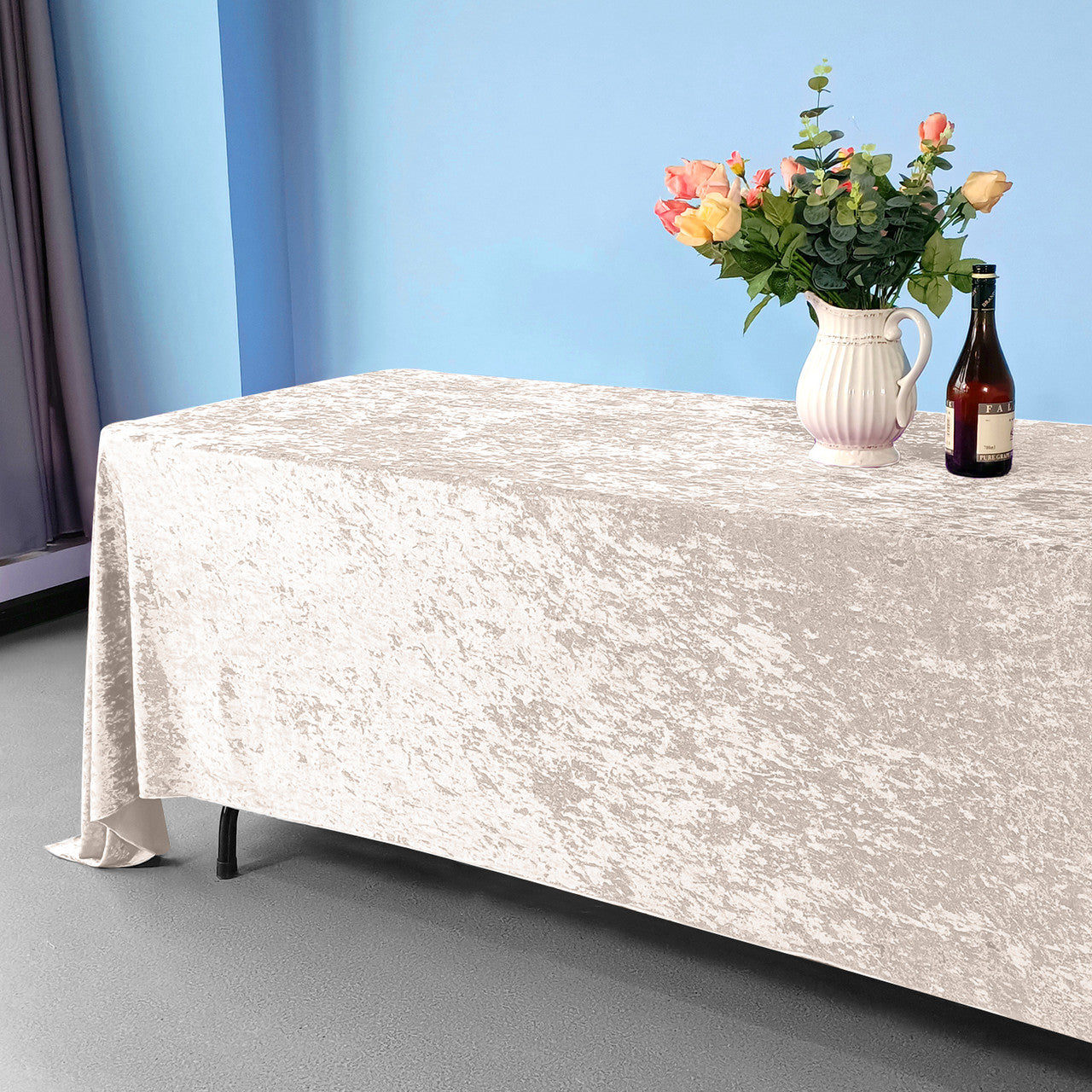 Rectangle Crushed Velvet Tablecloth - Blush Pink