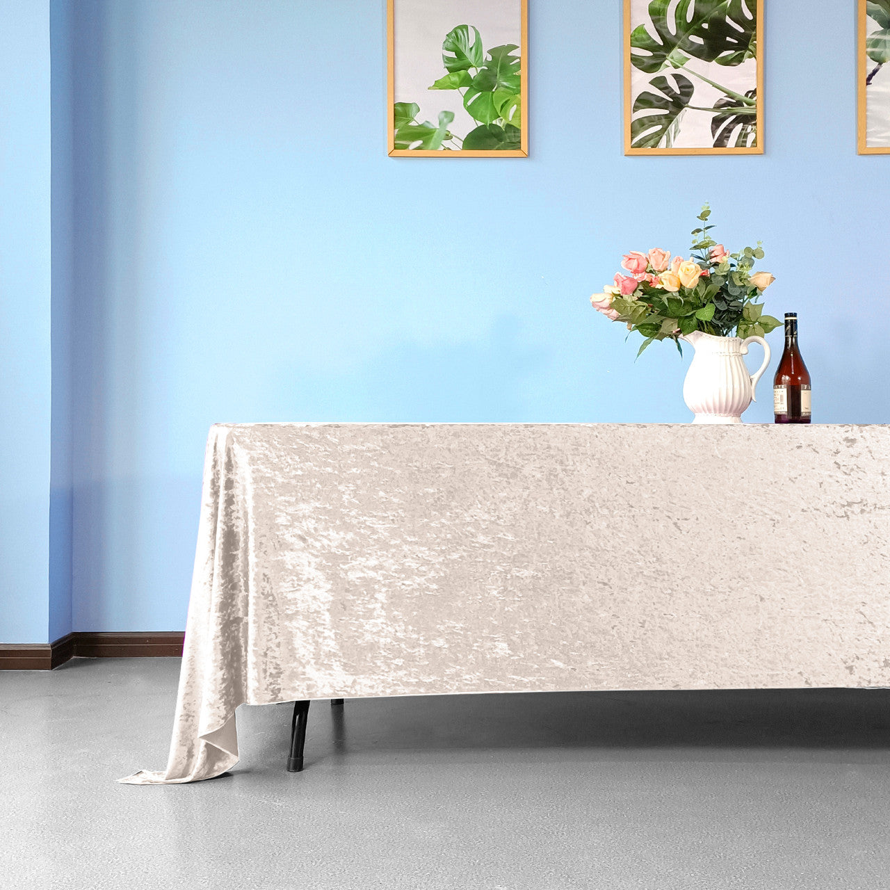 Rectangle Crushed Velvet Tablecloth - Blush Pink