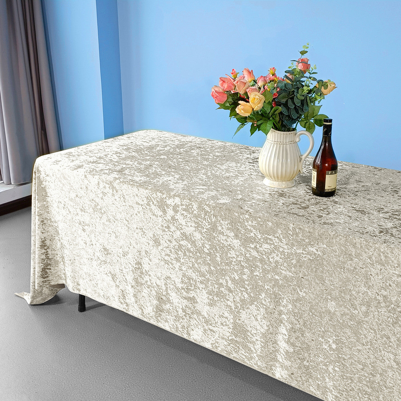 Rectangle Crushed Velvet Tablecloth - Champagne