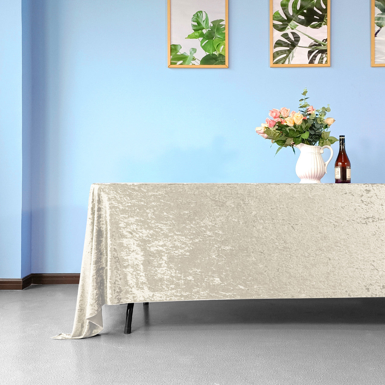 Rectangle Crushed Velvet Tablecloth - Champagne