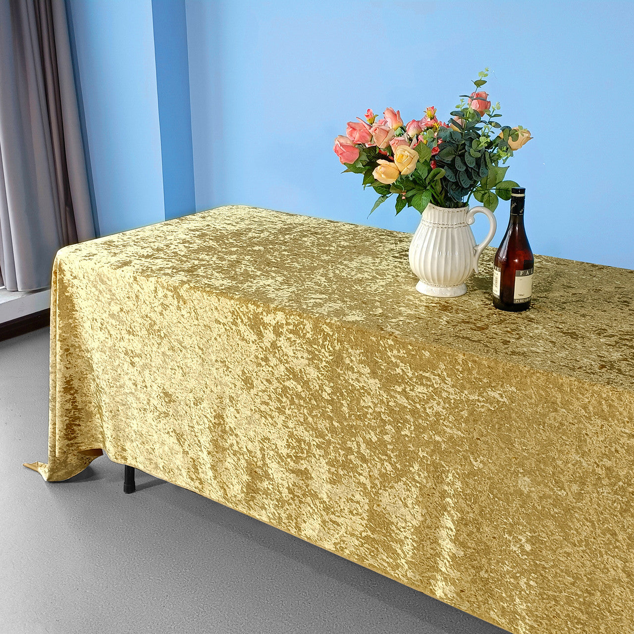 Rectangle Crushed Velvet Tablecloth - Gold