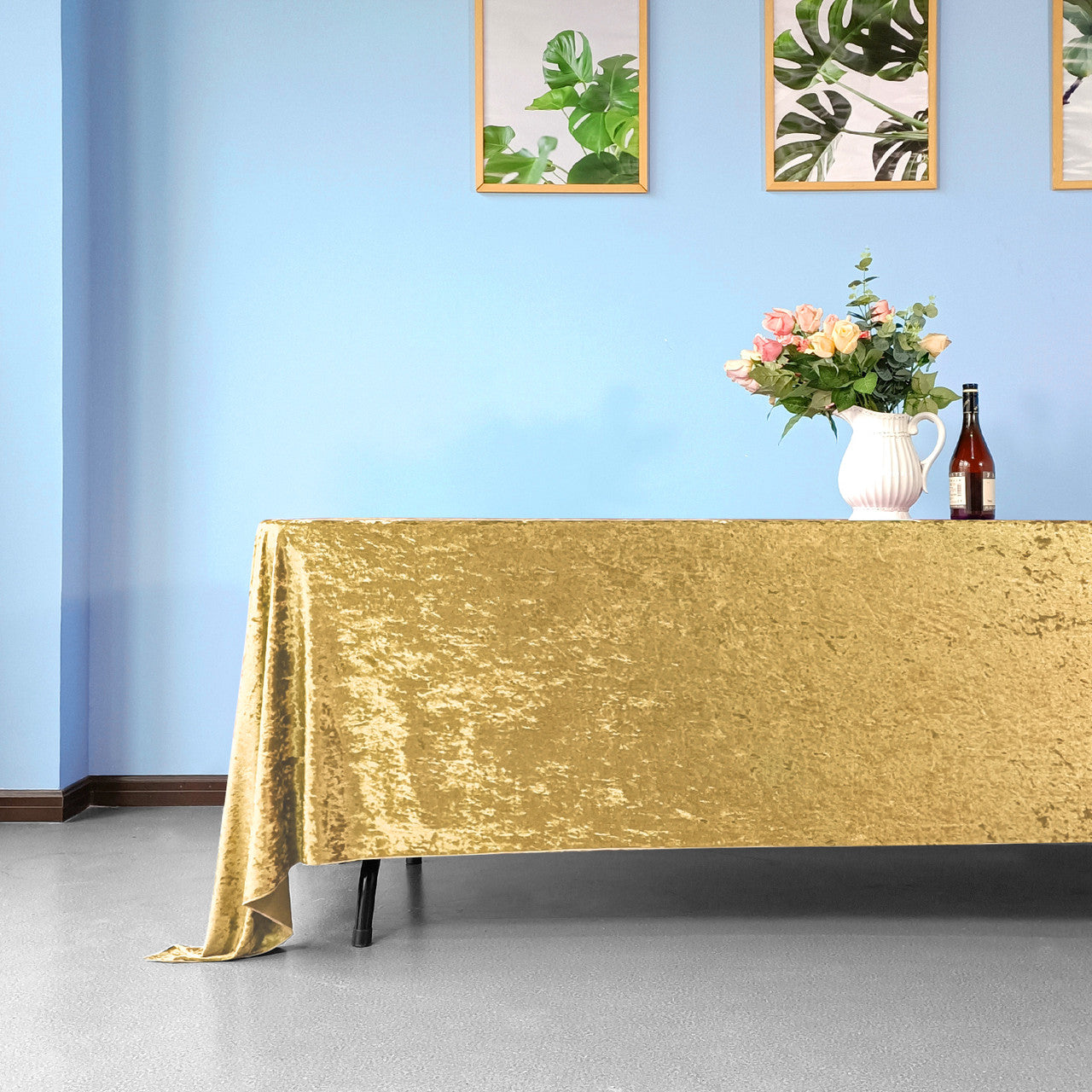 Rectangle Crushed Velvet Tablecloth - Gold
