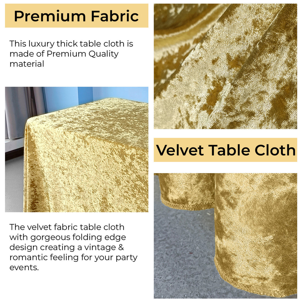 Rectangle Crushed Velvet Tablecloth - Gold