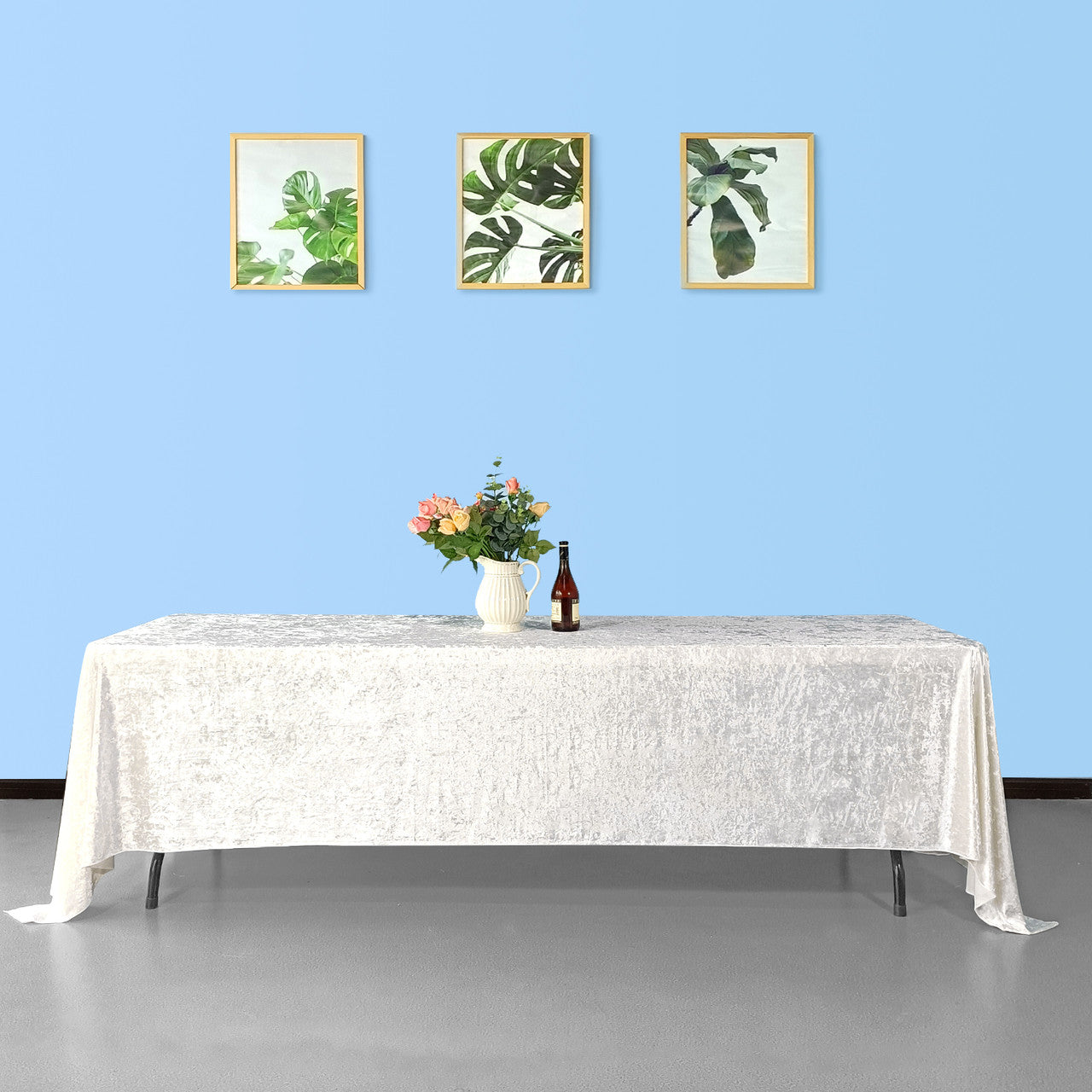 Rectangle Crushed Velvet Tablecloth - Ivory