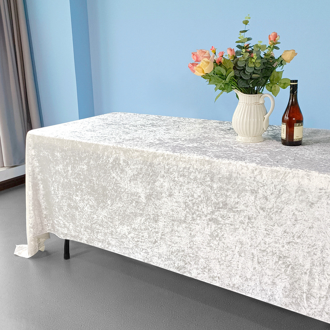 Rectangle Crushed Velvet Tablecloth - Ivory