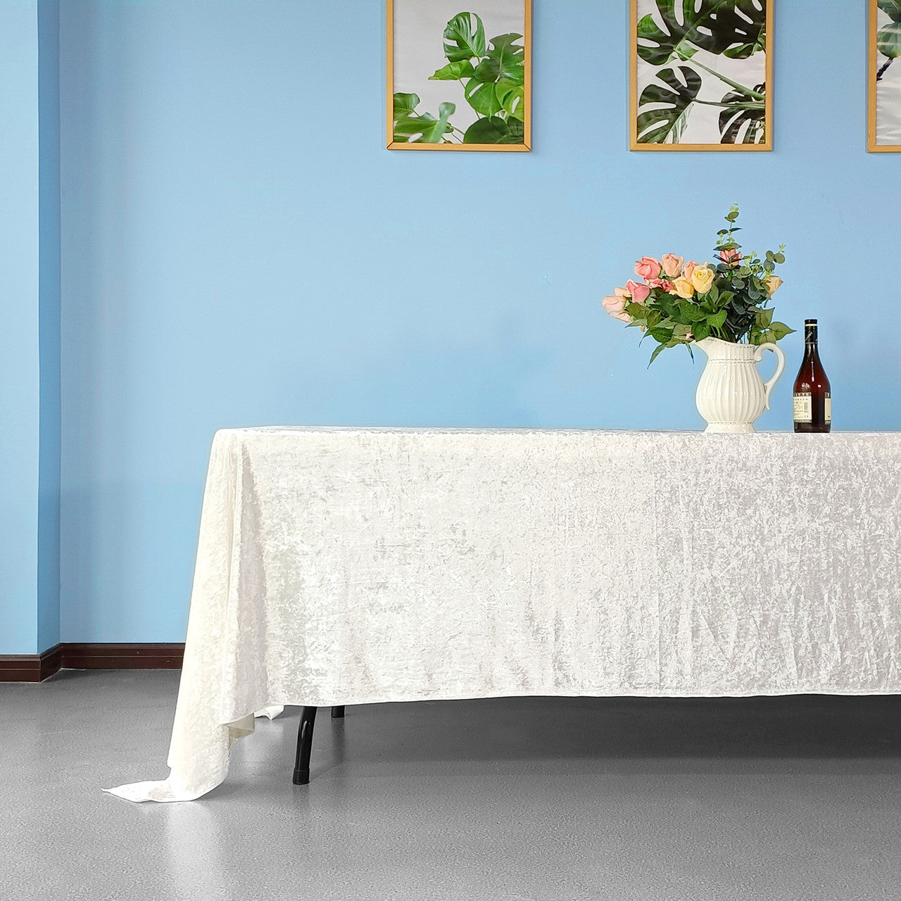 Rectangle Crushed Velvet Tablecloth - Ivory