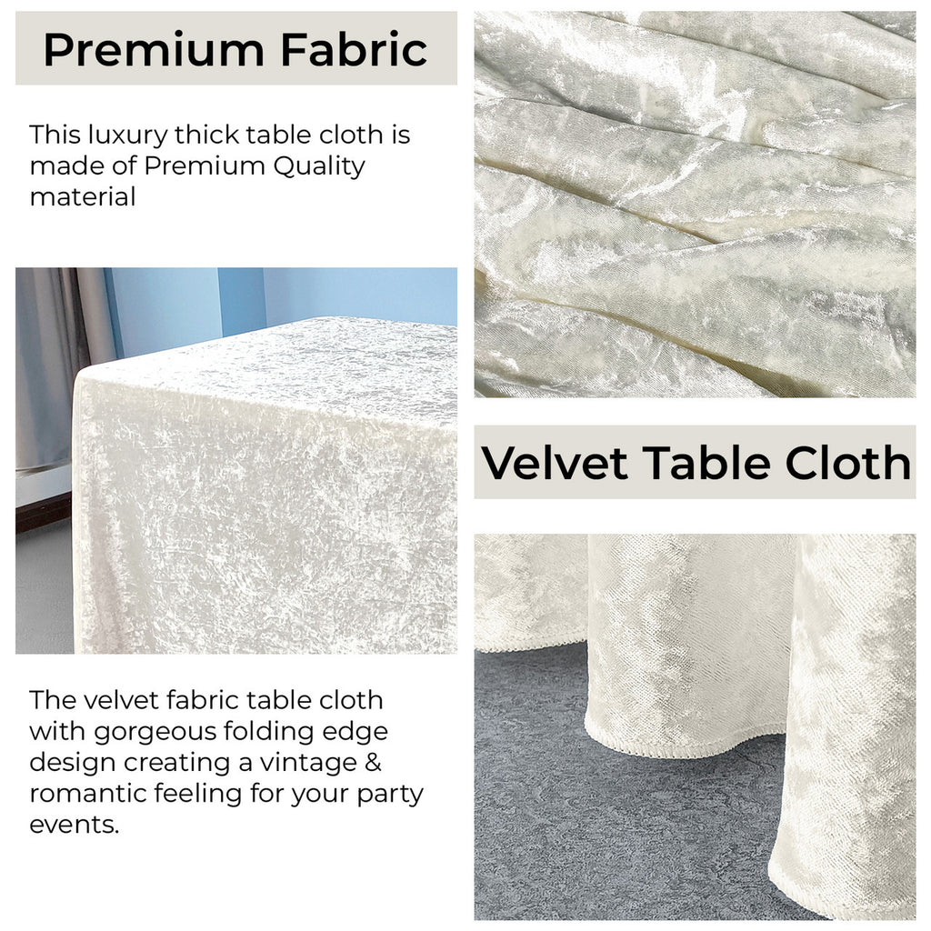 Rectangle Crushed Velvet Tablecloth - Ivory