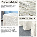 Rectangle Crushed Velvet Tablecloth - Ivory