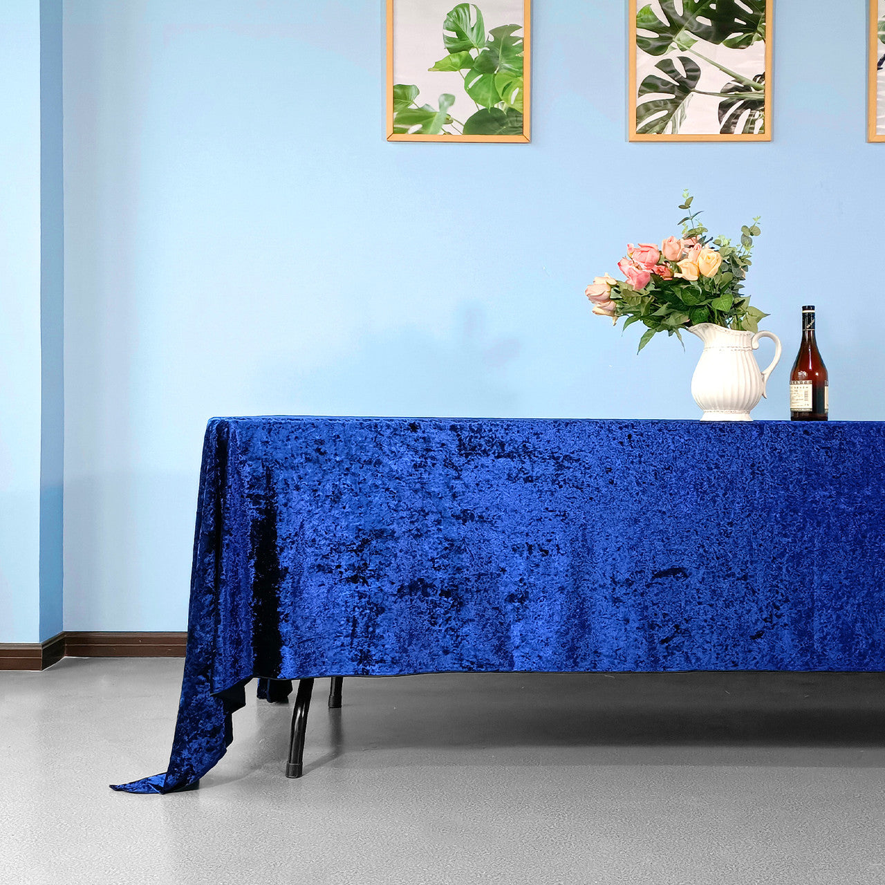 Rectangle Crushed Velvet Tablecloth - Navy Blue