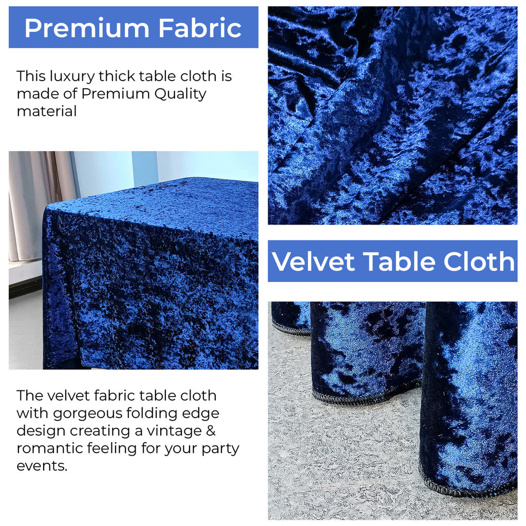 Rectangle Crushed Velvet Tablecloth - Navy Blue