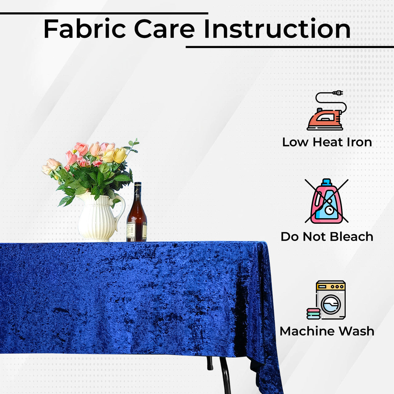 Rectangle Crushed Velvet Tablecloth - Navy Blue