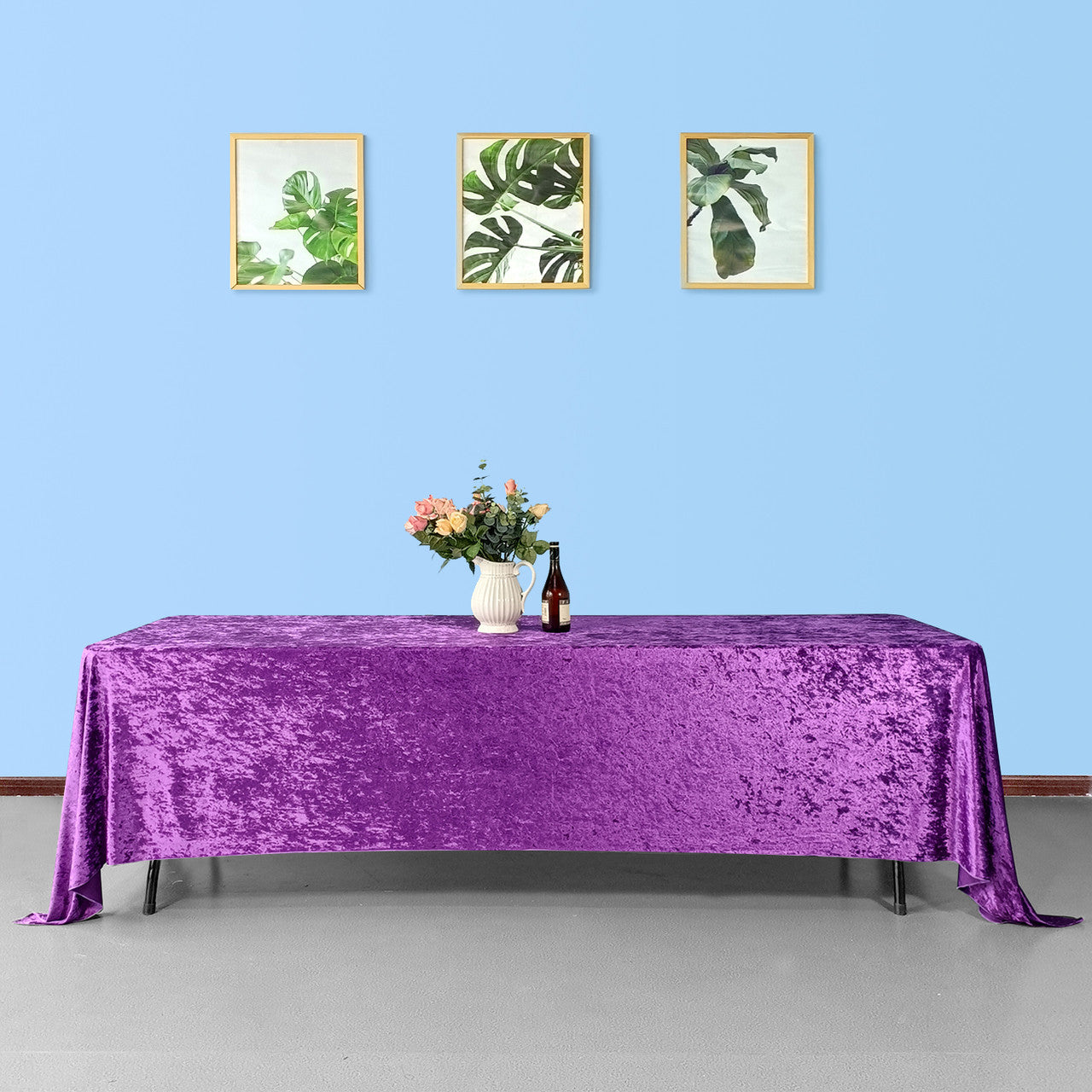 Rectangle Crushed Velvet Tablecloth - Purple