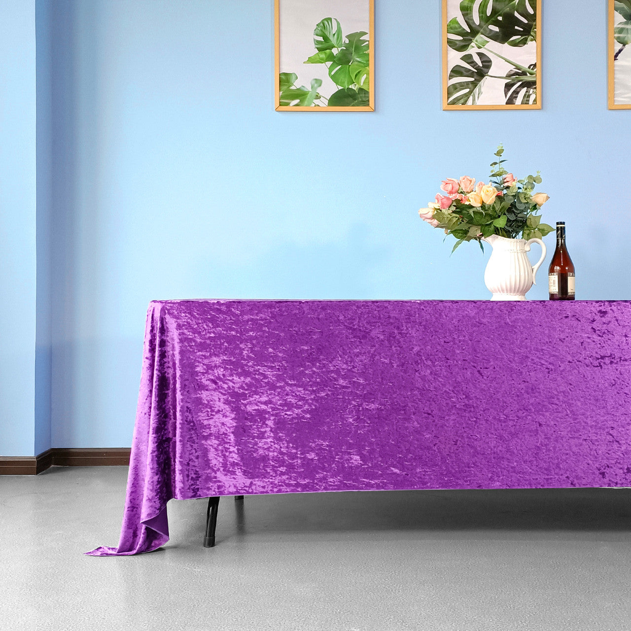 Rectangle Crushed Velvet Tablecloth - Purple