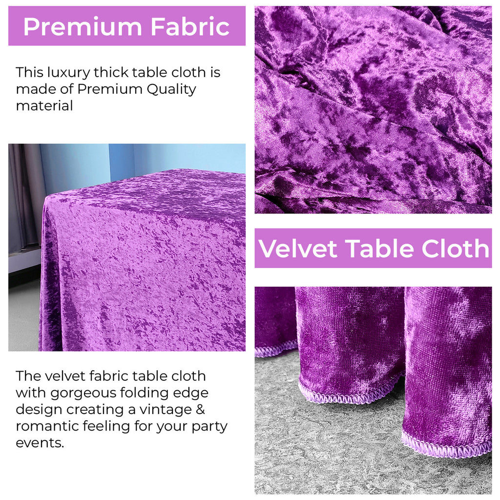 Rectangle Crushed Velvet Tablecloth - Purple