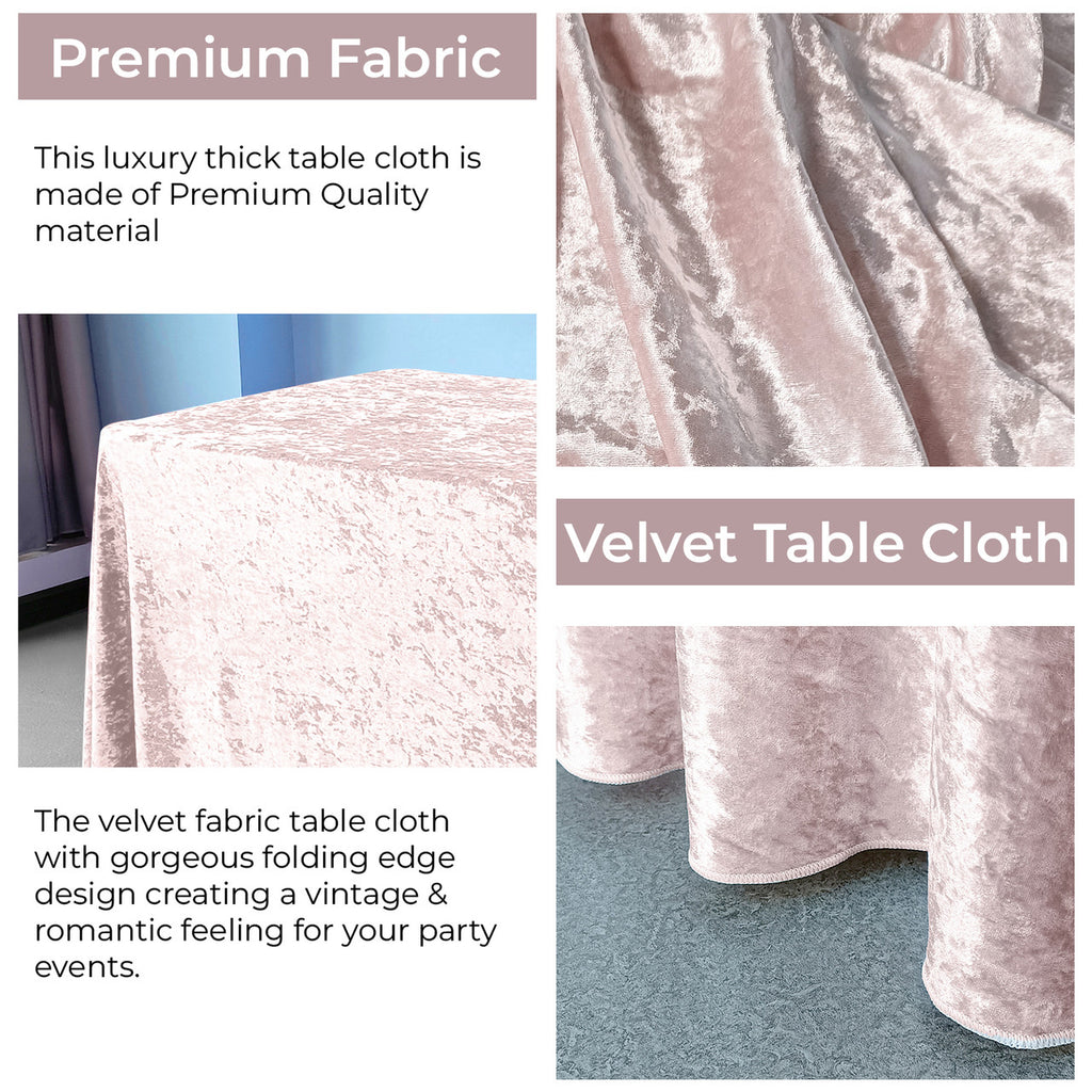 Rectangle Crushed Velvet Tablecloth - Rose Pink