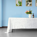 Rectangle Crushed Velvet Tablecloth - White