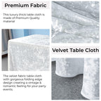 Rectangle Crushed Velvet Tablecloth - White