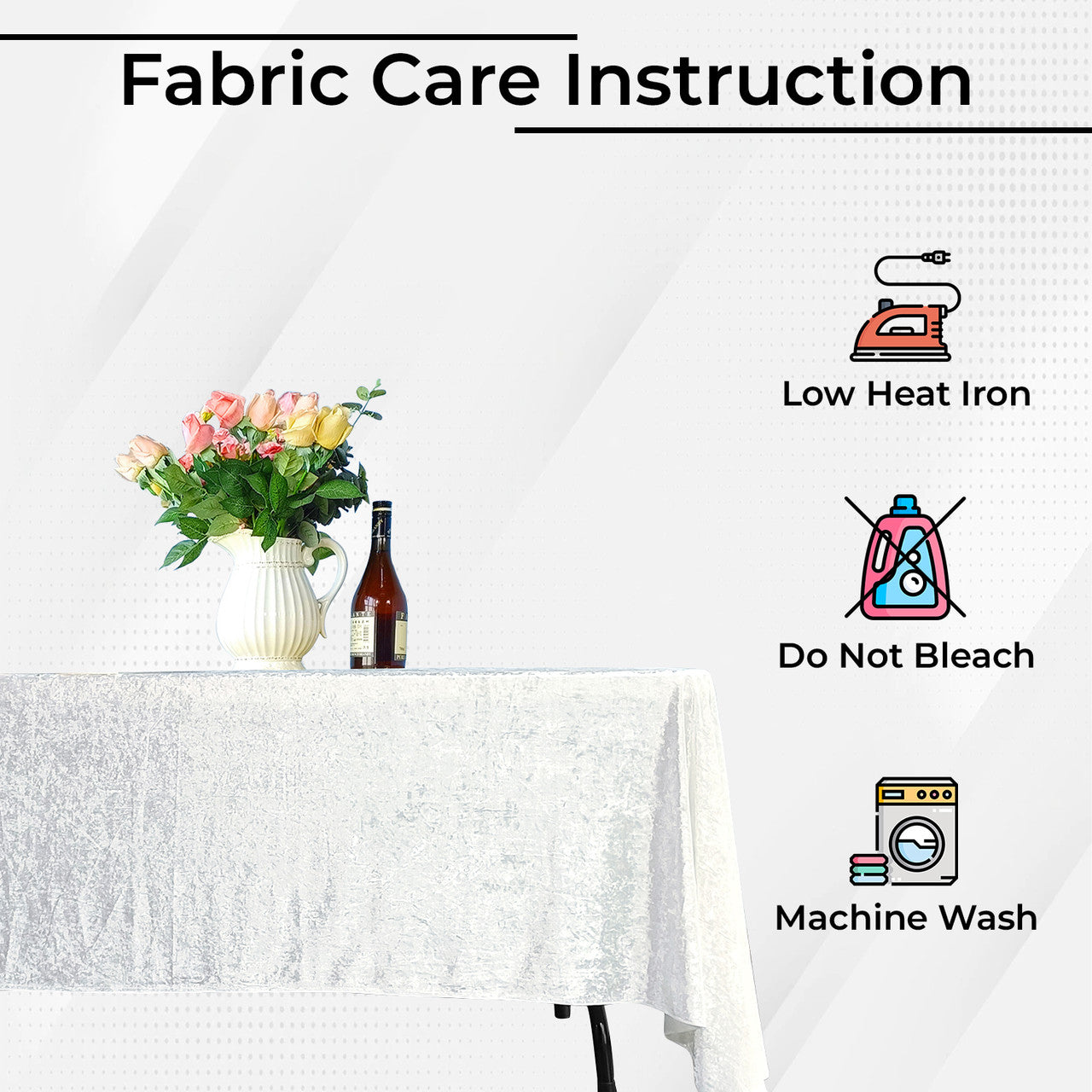 Rectangle Crushed Velvet Tablecloth - White