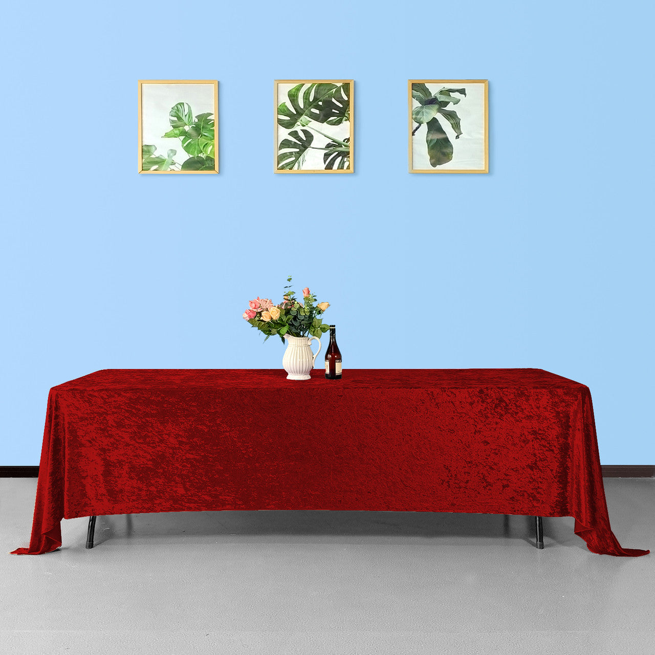 Rectangle Crushed Velvet Tablecloth - Red