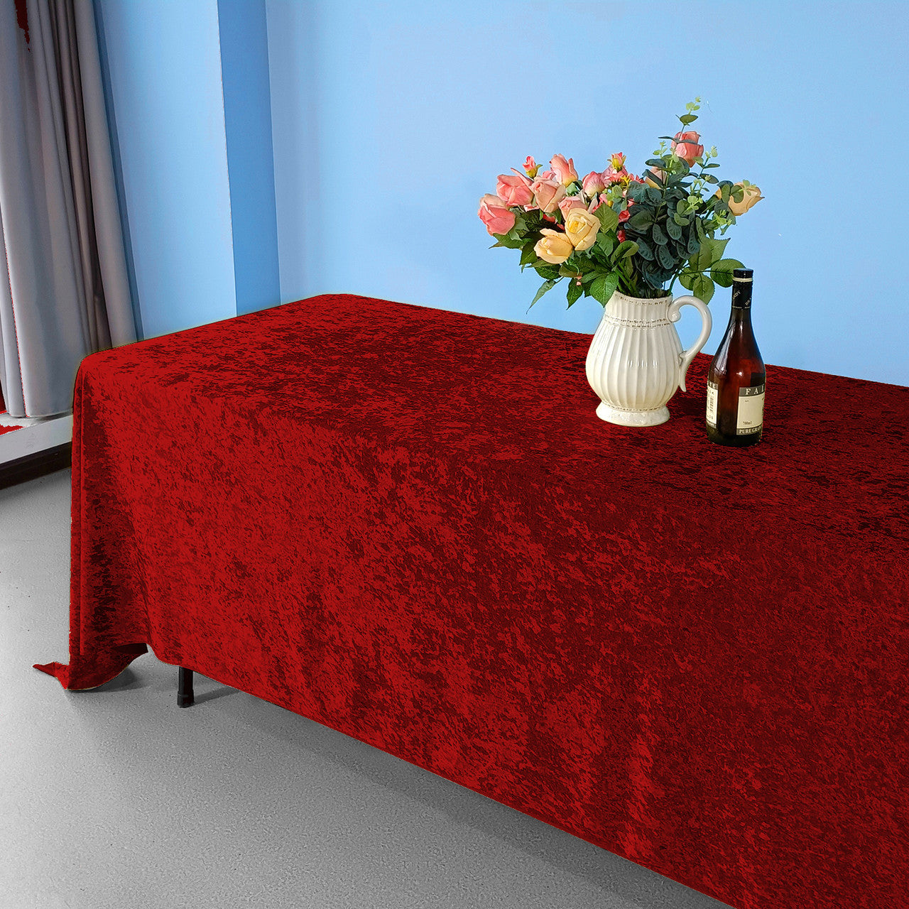 Rectangle Crushed Velvet Tablecloth - Red
