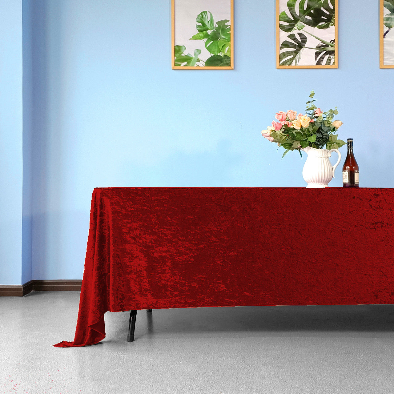 Rectangle Crushed Velvet Tablecloth - Red