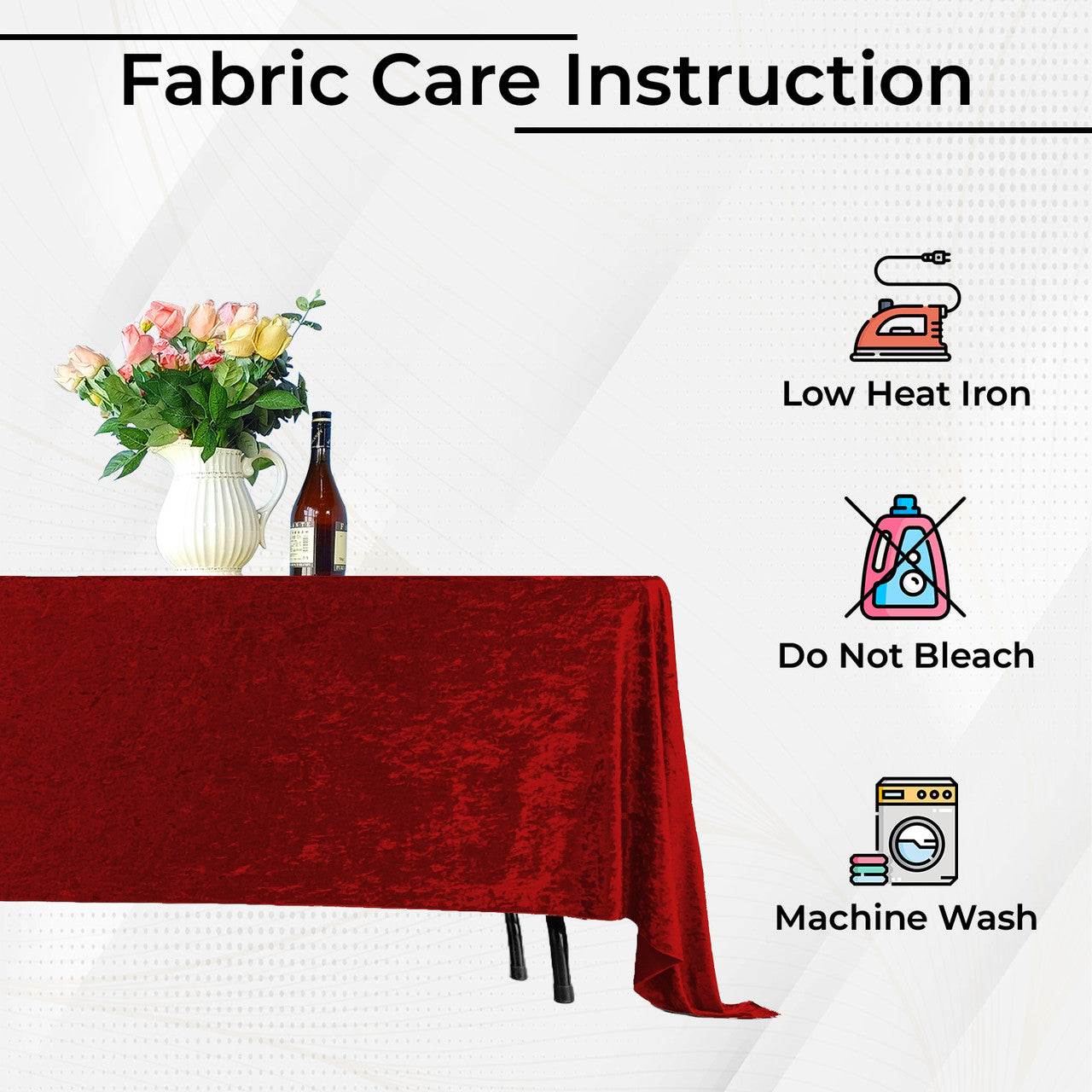 Rectangle Crushed Velvet Tablecloth - Red