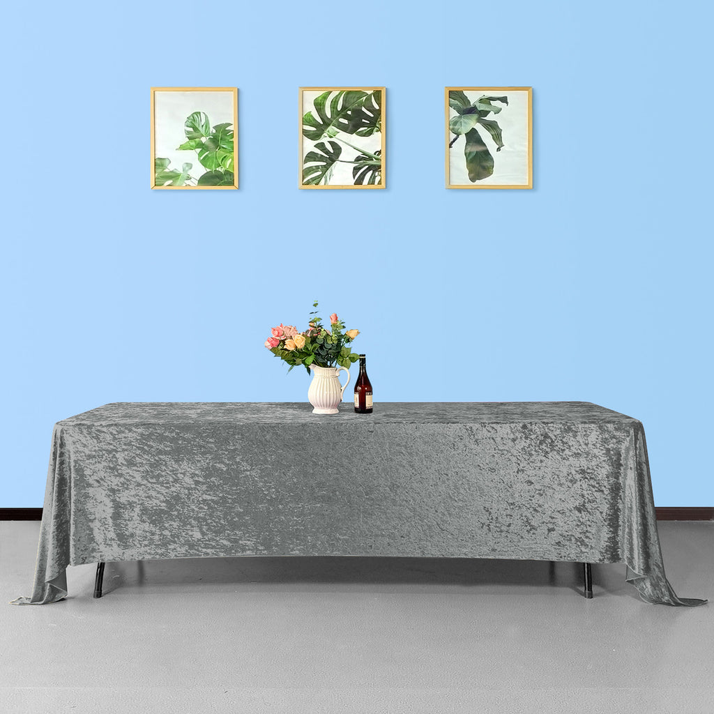 Rectangle Crushed Velvet Tablecloth - Silver