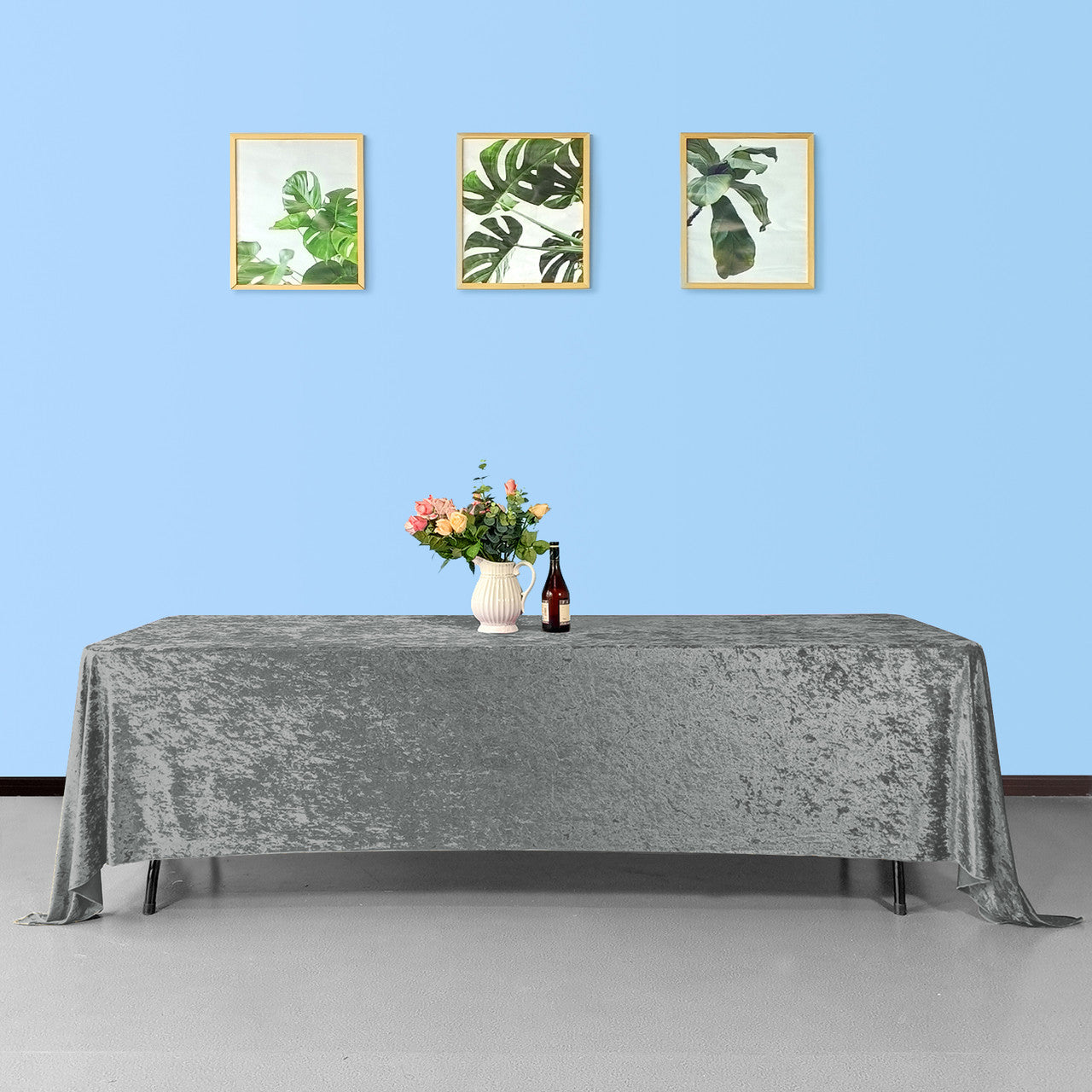 Rectangle Crushed Velvet Tablecloth - Silver