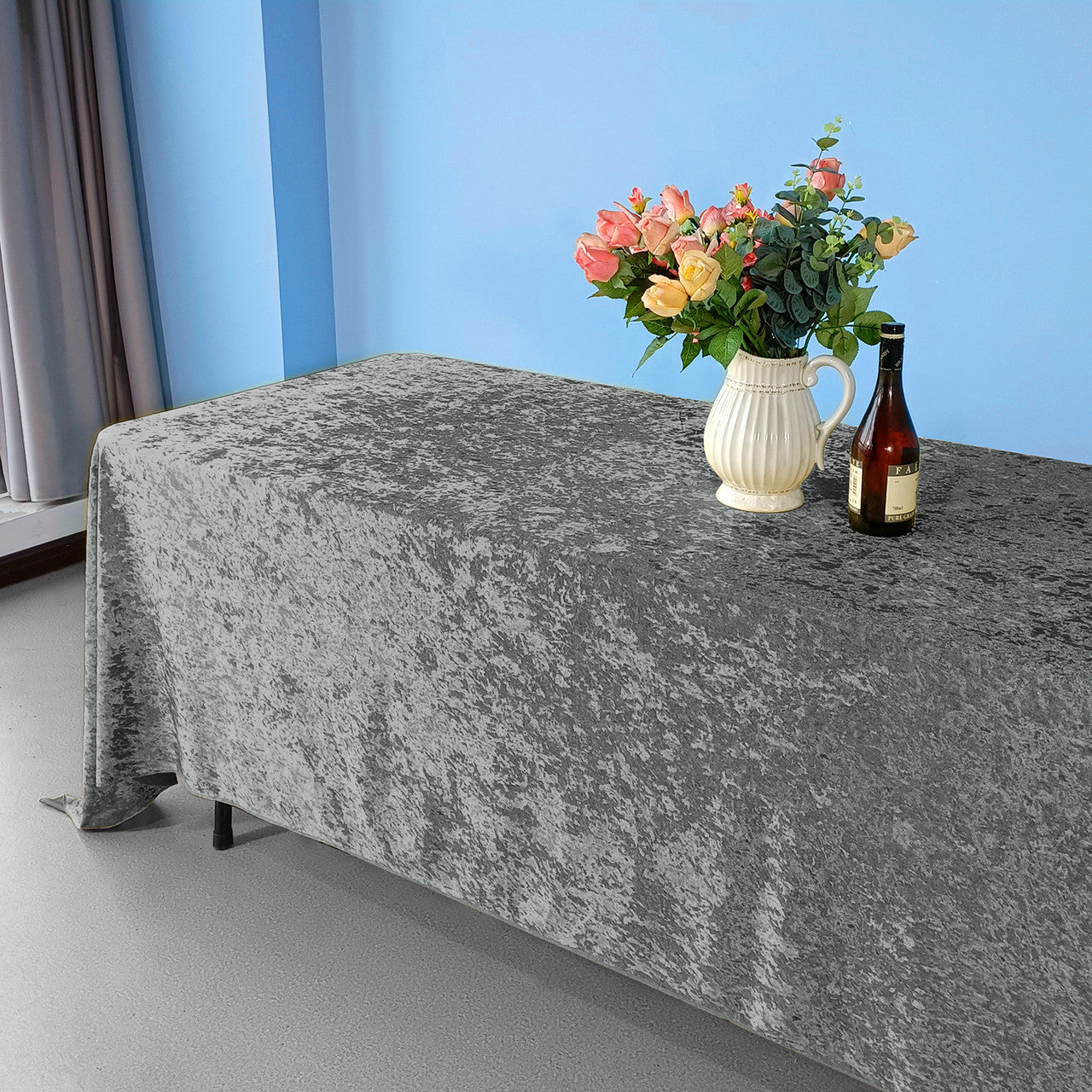Rectangle Crushed Velvet Tablecloth - Silver