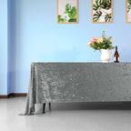 Rectangle Crushed Velvet Tablecloth - Silver