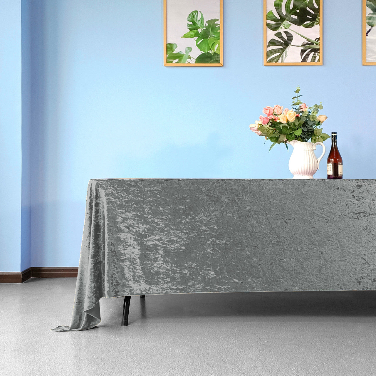 Rectangle Crushed Velvet Tablecloth - Silver