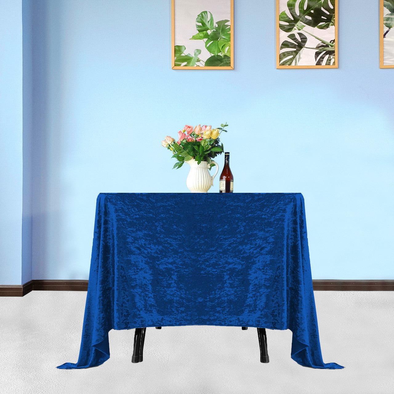 Square Crushed Velvet Tablecloth - Royal Blue