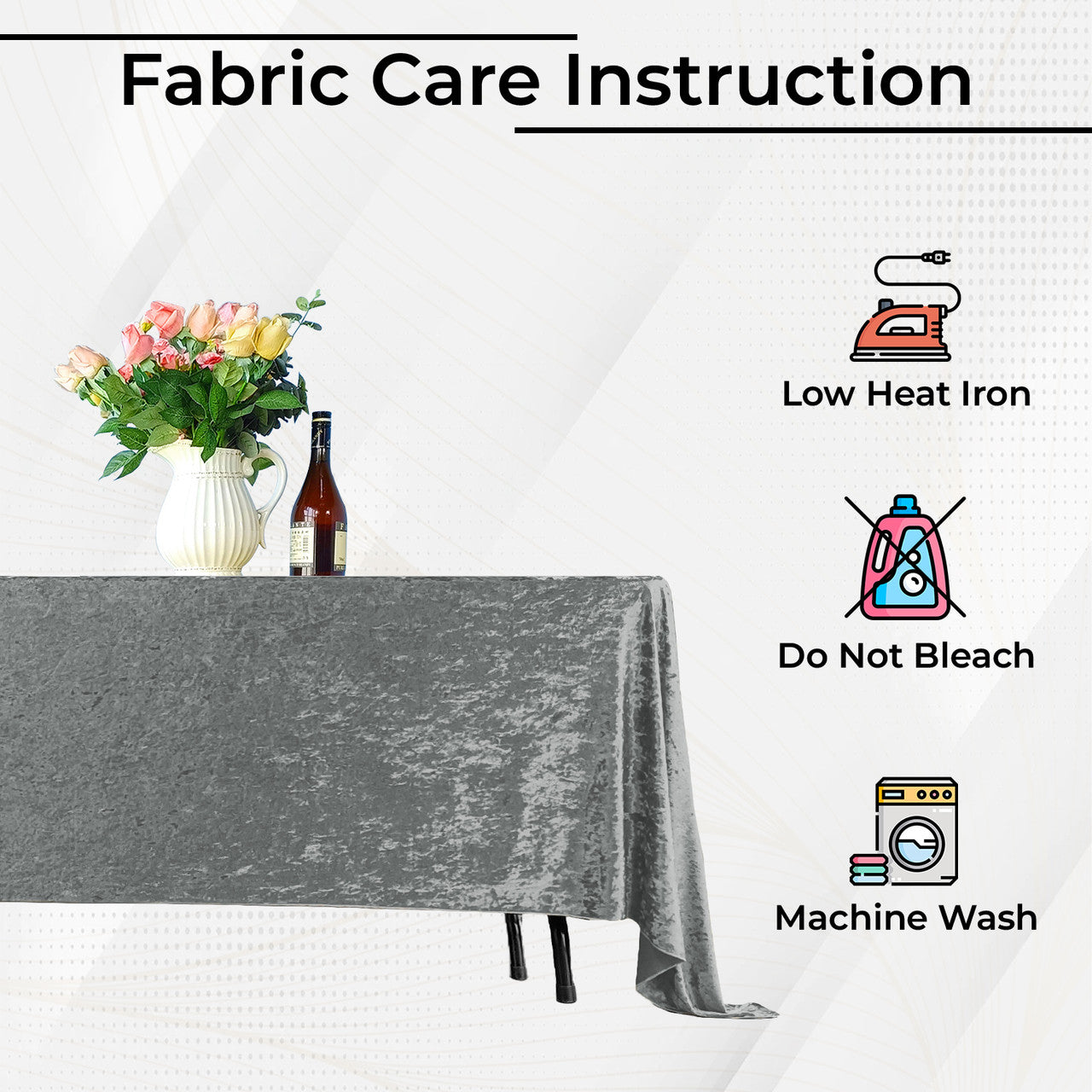 Square Crushed Velvet Tablecloth - Silver