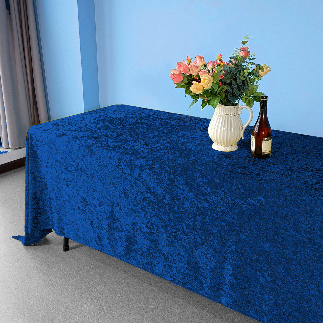 Rectangle Crushed Velvet Tablecloth - Royal Blue