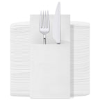 White Disposable Napkin Cutlery Holders - 50pcs