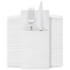 White Disposable Napkin Cutlery Holders - 50pcs