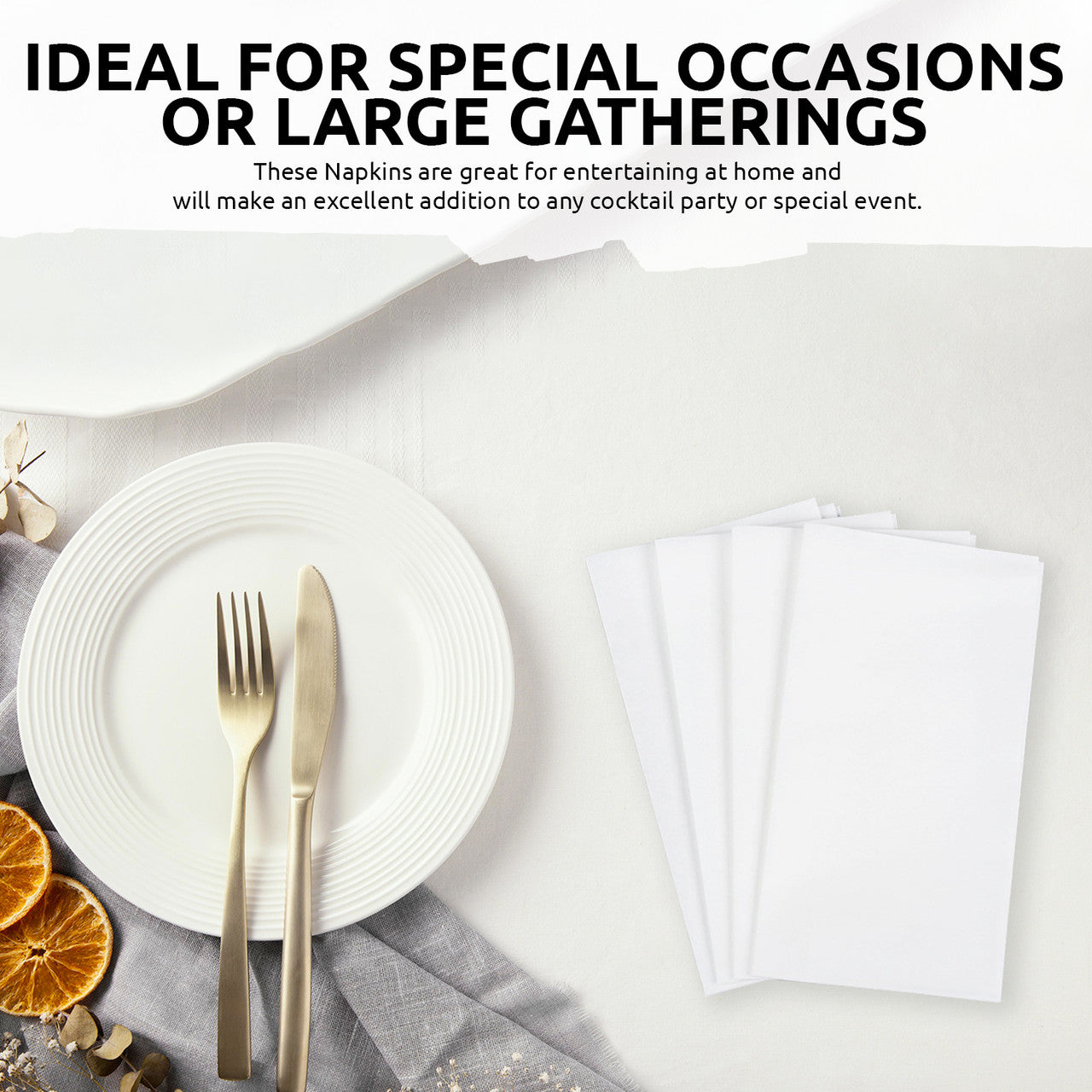 White Disposable Napkin Cutlery Holders - 50pcs