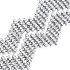 Diamante Zigzag Belt with 6 Rows - Silver