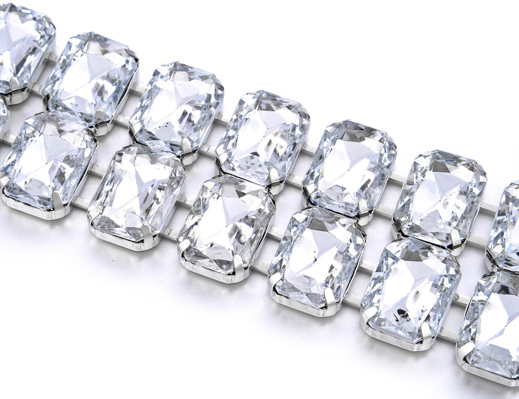 Large Diamante Crystals Belt - Silver